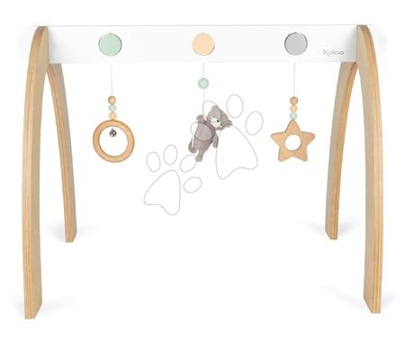 Jucării pentru bebeluși - Centru de activități din lemn și ursuleț de pluș My Activity Gym Home Kaloo cu zornăitoare și steluță 65*45 cm de la 0-10 luni_1