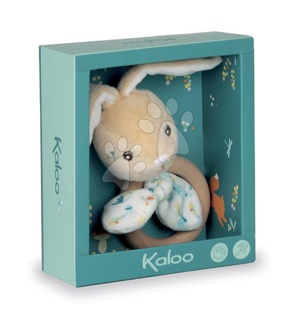 Para bebés - Conejito Justin Rabbit Teether Fripons Kaloo con anillo de madera - 2