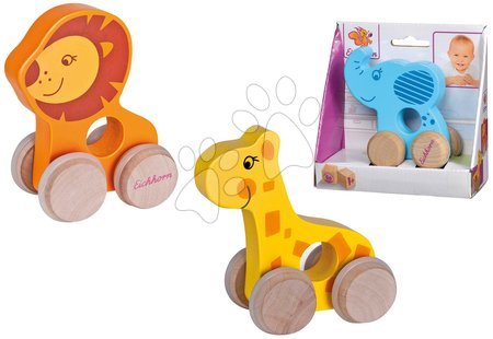 Készségfejlesztő fajátékok - Fa guruló állatka Push along Animals Eichhorn  - 7