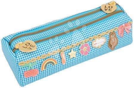 Školské peračníky - Školský peračník Pencil Case Double Vichy Love Blue Jeune Premier