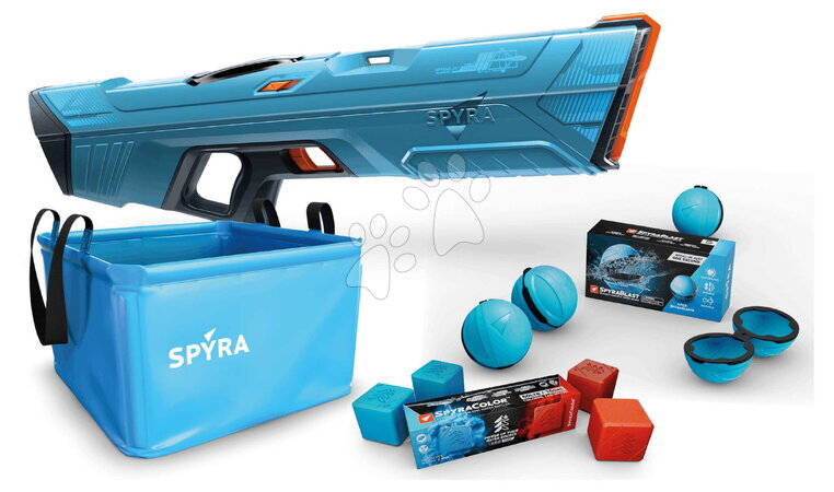 SPYRA - Set vodene pištolje potpuno elektroničke s spremnikom i vodenim granatama SpyraFour Blue Spyra