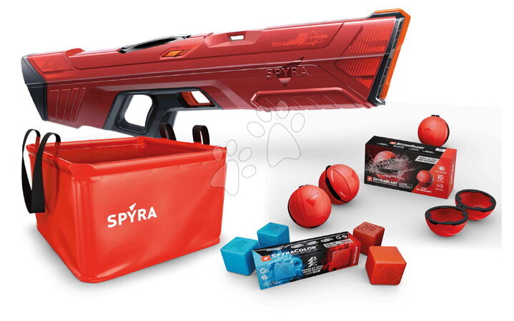 SPYRA - Set vodene pištolje potpuno elektroničke s spremnikom i vodenim granatima SpyraFour Red Spyra