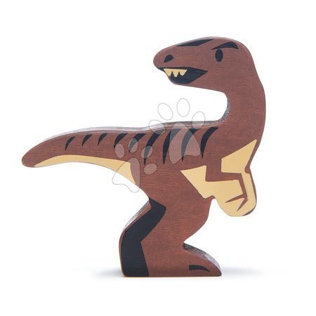 Drevené didaktické hračky - Drevený dinosaurus Velociraptor Tender Leaf Toys