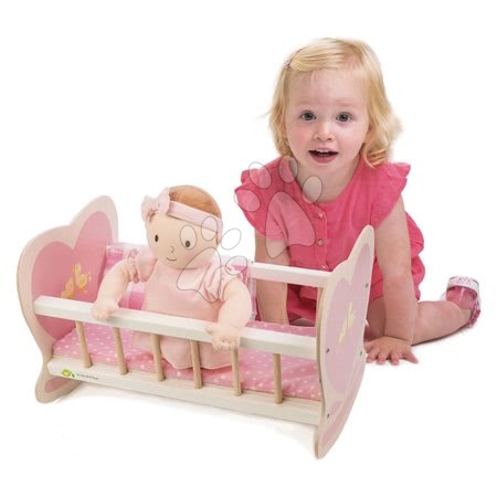 Tender Leaf Toys - Dřevěná kolébka Sweetiepie Dolly Cot Tender Leaf Toys pro 36 cm panenku s textilní podložkou_1