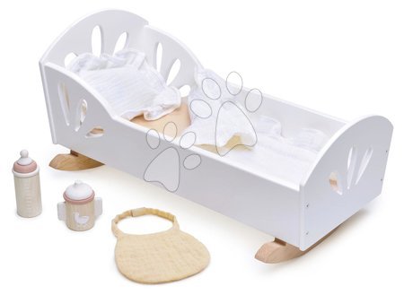 Postýlky a kolébky pro panenky - Dřevěná kolébka Labuť Sweet Dreams Dolly Bed Tender Leaf Toys