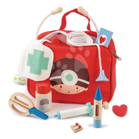 Drevené hry na povolania - Lekárska taška červená Doctors and Nurses Tender Leaf Toys