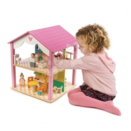 Fa babaházak  - Fa babaház Pink Leaf House Tender Leaf Toys - 1