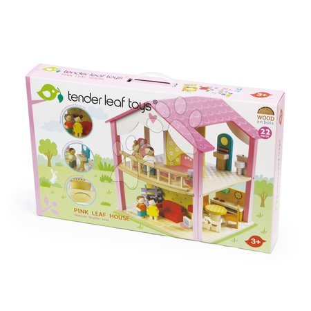 Fa babaházak  - Fa babaház Pink Leaf House Tender Leaf Toys - 7