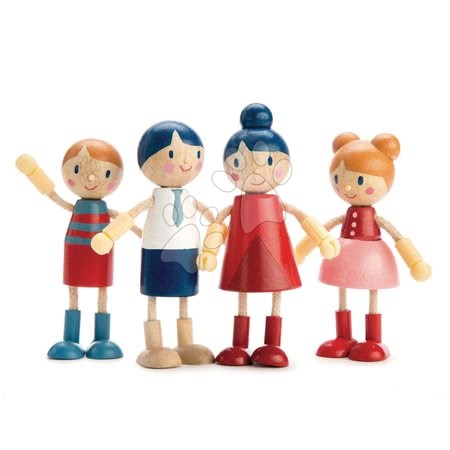 Fa babaházak  - Fa 4 tagú család Doll Family Tender Leaf Toys