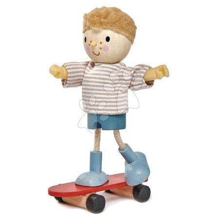 Dřevěné domky pro panenky - Dřevěná postavička chlapeček na skateboardu Edward And His Skateboard Tender Leaf Toys_1