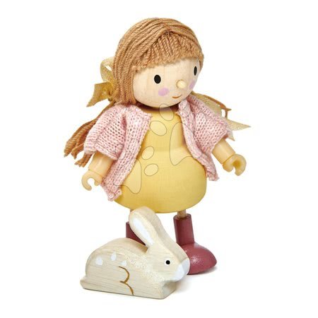 Fa gyerekjátékok - Fa kislány figura nyuszival Amy And Her Rabbit Tender Leaf Toys_1