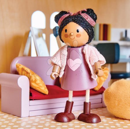 Dřevěné domky pro panenky - Dřevěná postavička s kočičkou kamarádka Ayana Tender Leaf Toys - 2