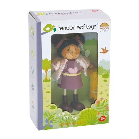 Dřevěné domky pro panenky - Dřevěná postavička s kočičkou kamarádka Ayana Tender Leaf Toys - 3