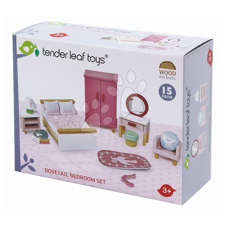 Dřevěné domky pro panenky - Dřevěný nábytek do ložnice Dovetail Bedroom Set Tender Leaf Toys - 1