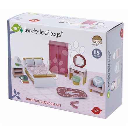 Dřevěné domky pro panenky - Dřevěný nábytek do ložnice Dovetail Bedroom Set Tender Leaf Toys_1