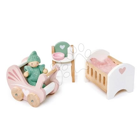 Dřevěné domky pro panenky - Dřevěný pokoj pro miminko Dovetail Nursery Set Tender Leaf Toys