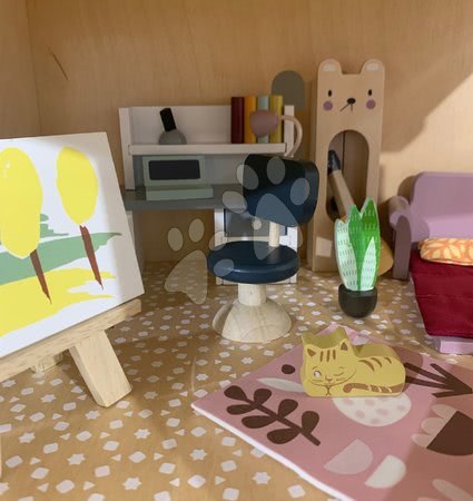 Fa babaházak  - Fa diák bútor Dolls House Study Furniture Tender Leaf Toys_1