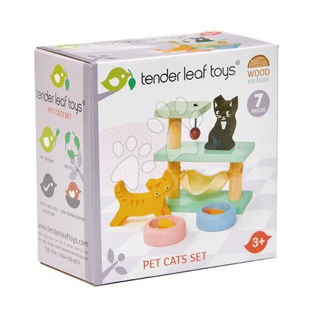 Lesene hišice za figurice - Lesene mucke Pet Cats Set Tender Leaf Toys_1