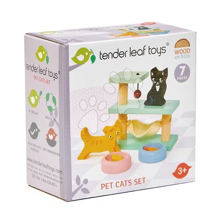 Hračky pro děti od 3 do 6 let - Dřevěné kočičky Pet Cats Set Tender Leaf Toys_1