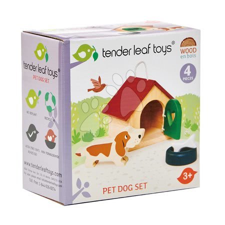 Drvene kućice za lutke - Drvena kućica za psa s psom Pet Dog Set Tender Leaf Toys - 3