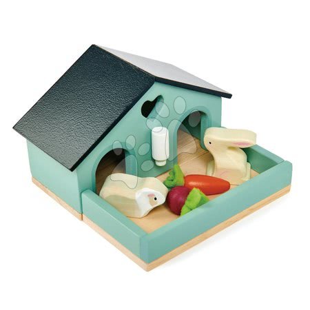Jucării din lemn  - Iepuraș din lemn în căsuță Pet Rabit Set Tender Leaf Toys_1