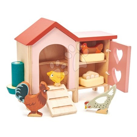 Lesene hišice za figurice - Leseni kurnik s kokoškami Chicken Coop Tender Leaf Toys
