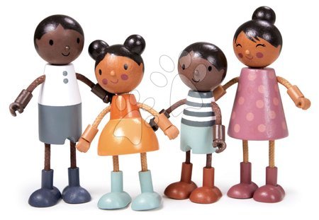 Dřevěné domky pro panenky - Dřevěná rodinka multikulturní Humming Bird Doll Family Tender Leaf Toys