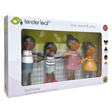 Fa babaházak  - Fa multikulturális család Humming Bird Doll Family Tender Leaf Toys_1