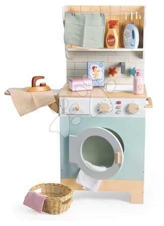 Ab 3 bis 6 Jahren - Holz-Wäscherei mit Frontlader-Waschmaschine Laundrette Tender Leaf Toys_1