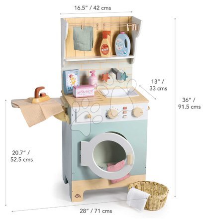 Waschmaschinen für Kinder - Holz-Wäscherei mit Frontlader-Waschmaschine Laundrette Tender Leaf Toys - 6