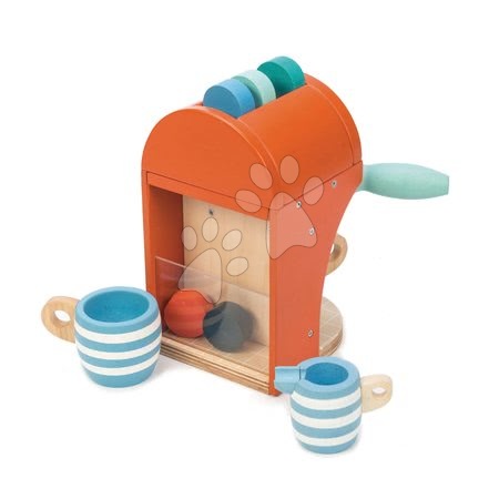 Dětské kuchyňky Tender Leaf Toys - Dřevěný kávovar Espresso Tender Leaf Toys 10dílná sada s 5 kapslemi 2 šálky a nádobou na mléko_1
