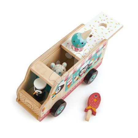 Drevené autá - Drevené auto so zmrzlinou Penguin's Gelato Van Tender Leaf Toys_1