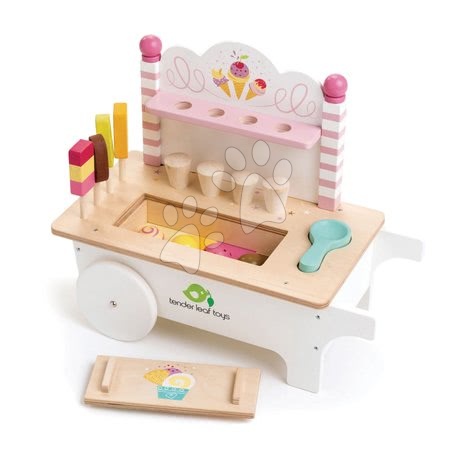 Dětské kuchyňky - Dřevěný zmrzlinářský vozík Ice Cream Cart Tender Leaf Toys