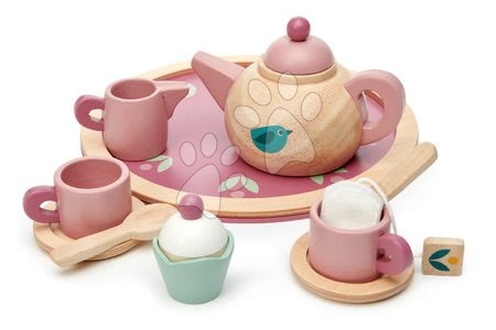 Dětské kuchyňky - Dřevěný čajník Birdie Tea set Tender Leaf Toys