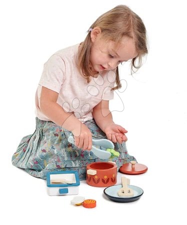 Dřevěné kuchyňky - Dřevěné nádobí s pánví Pots and Pans Tender Leaf Toys_1