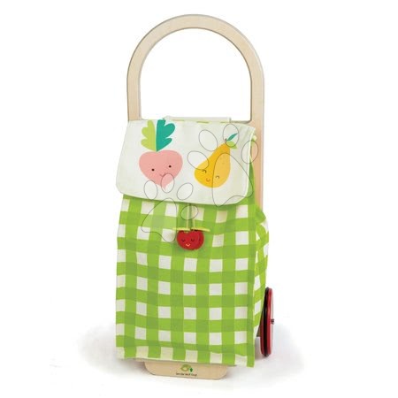 Dřevěné dětské obchůdky - Nákupní vozík z textilu Shopping Trolley Green Tender Leaf Toys
