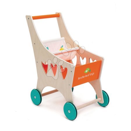 Fa játék szupermarket - Fa bevásárlókocsi Shopping Cart Tender Leaf Toys