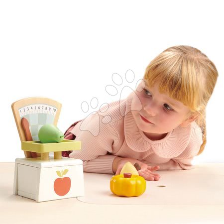 Hry na profese Tender Leaf Toys - Dřevěná váha Market Scales Tender Leaf Toys na vážení potravin_1