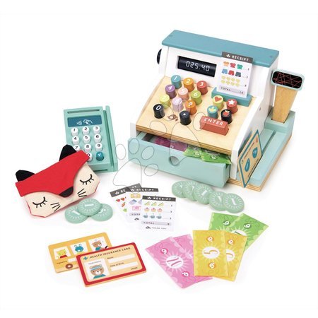 Dřevěné dětské obchůdky - Dřevěný platební terminál General Stores Till Tender Leaf Toys