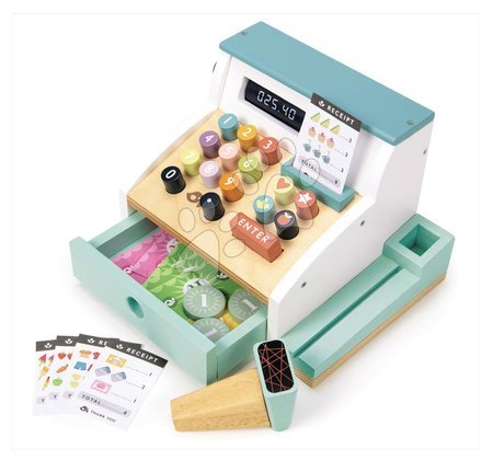 Dřevěné dětské obchůdky - Dřevěný platební terminál General Stores Till Tender Leaf Toys - 2