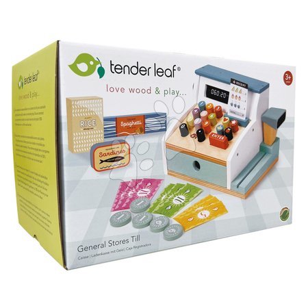 Dřevěné dětské obchůdky - Dřevěný platební terminál General Stores Till Tender Leaf Toys - 10