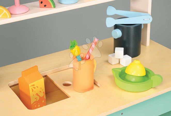 Holz-Kaufläden für Kinder - Holz-Strandbar mit Getränken Drinks Trolley Tender Leaf Toys - 5