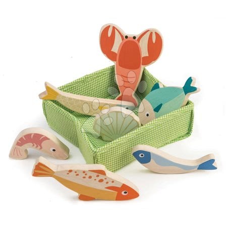 Dětské kuchyňky - Dřevěné ryby a dary moře Fish Crate Tender Leaf Toys