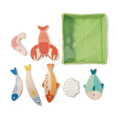 Fa játékkonyhák - Fa halacskák és tenger gyümölcsei Fish Crate Tender Leaf Toys - 1