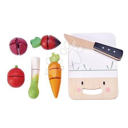 Dřevěné kuchyňky - Dřevěné prkýnko se zeleninou Mini Chef Chopping Board Tender Leaf Toys_1