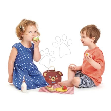 Dětské kuchyňky Tender Leaf Toys - Dřevěná sada na výlet Little Bear's Picnic Tender Leaf Toys s taškou a potravinami_1