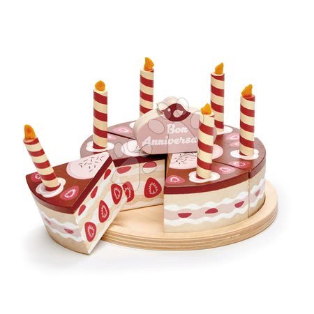 Dřevěné kuchyňky - Dřevěný čokoládový dort Chocolate Birthday Cake Tender Leaf Toys