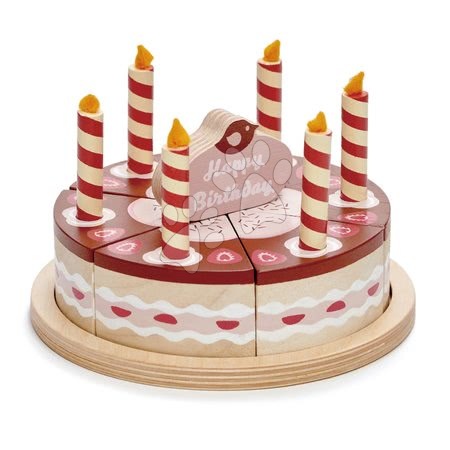 Bucătării de jucărie - Tort de ciocolată din lemn Chocolate Birthday Cake Tender Leaf Toys_1