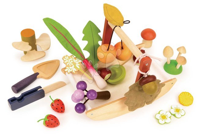 Holzspielzeug - Holzkorb zum Sammeln von Waldfrüchten Wild Wood Foraging Trug Tender Leaf Toys - 2