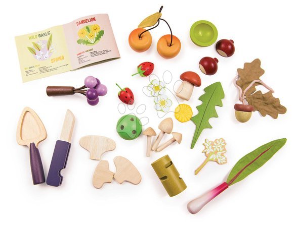 Holzspielzeug - Holzkorb zum Sammeln von Waldfrüchten Wild Wood Foraging Trug Tender Leaf Toys - 3